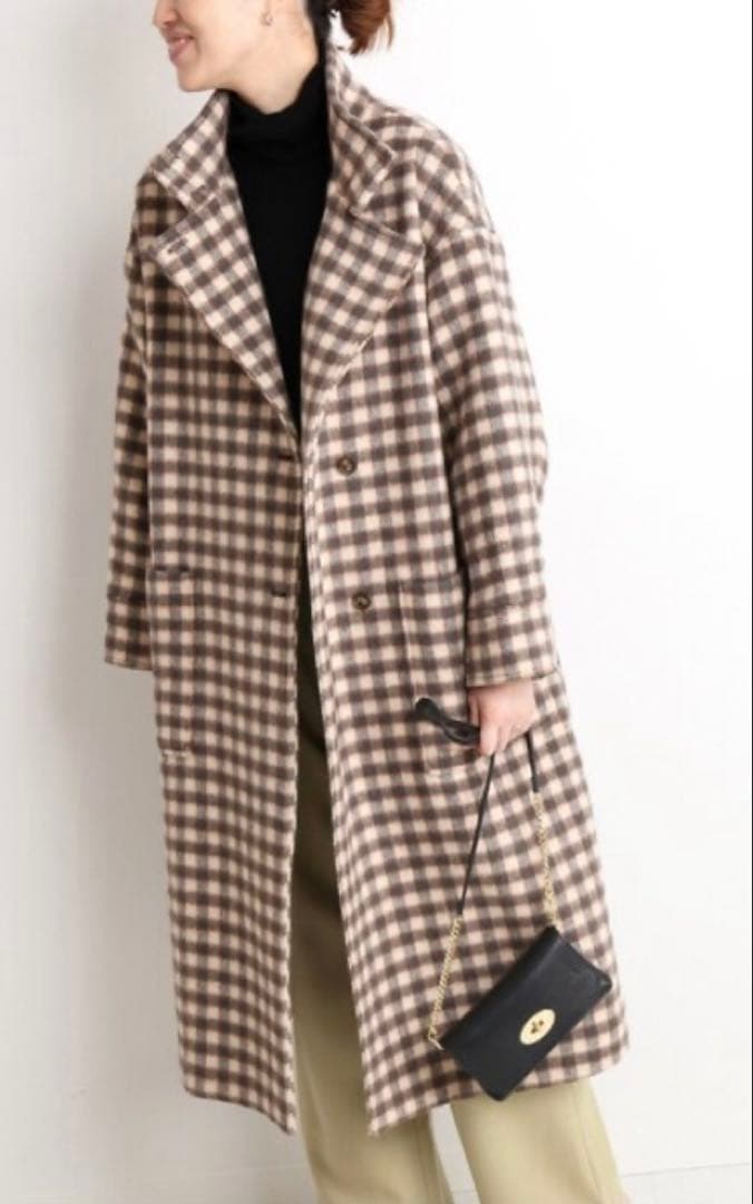SLOBE IENA チェックスタンドコート