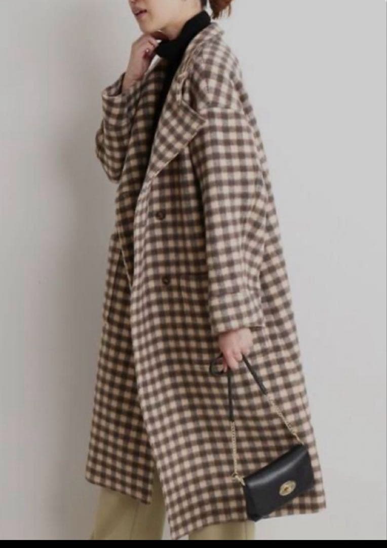 SLOBE IENA チェックスタンドコート