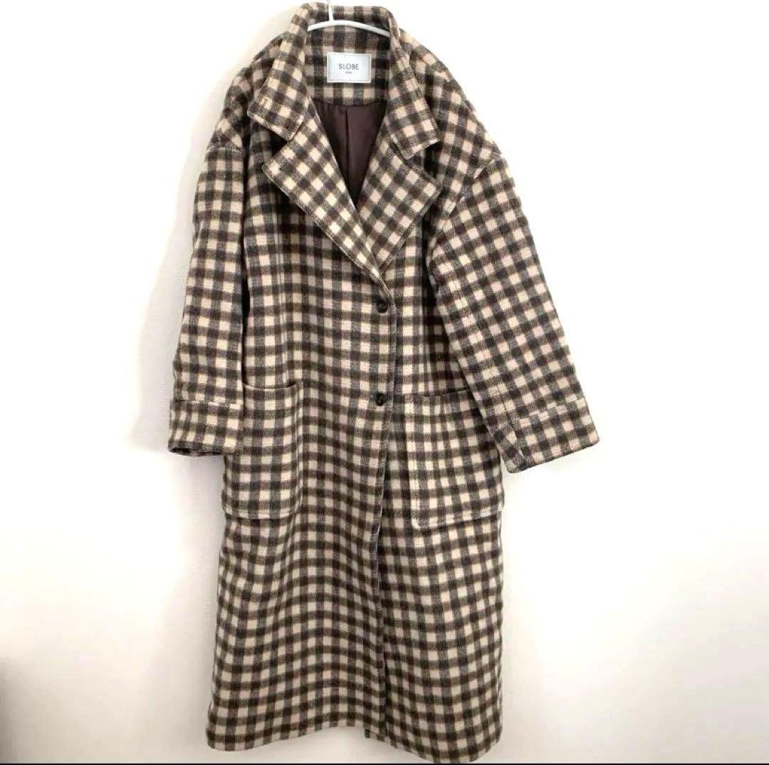 SLOBE IENA チェックスタンドコート