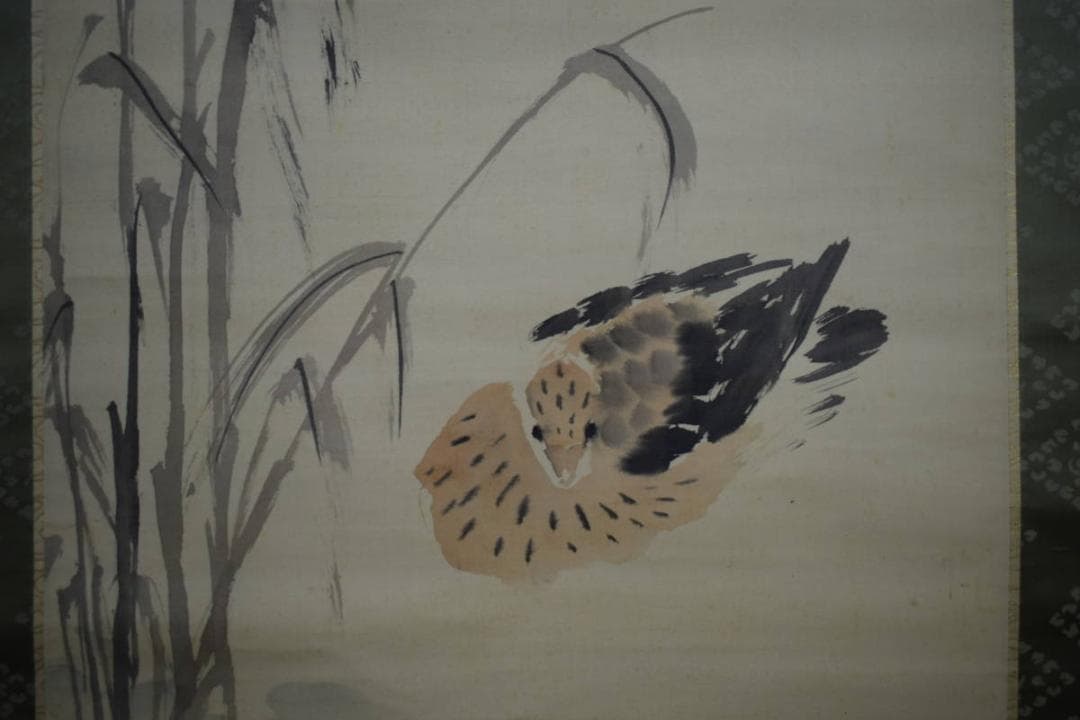 真作/姫島竹外/鴎図/絹表装/桐共箱付/布袋屋掛軸HG-125