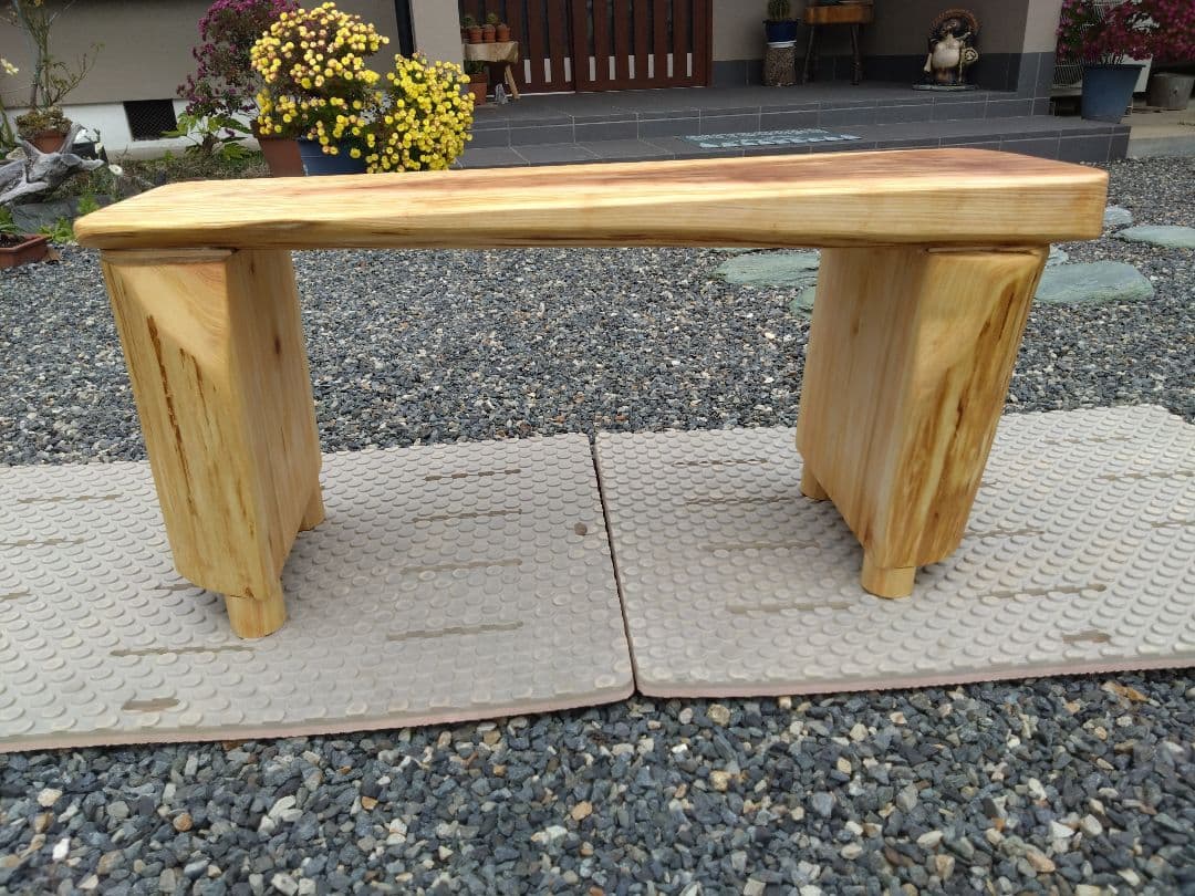 杉板と檜のベンチ84　値下げ❕天板は肌に優しい杉　節無しで杢目が綺麗　脚は檜半切