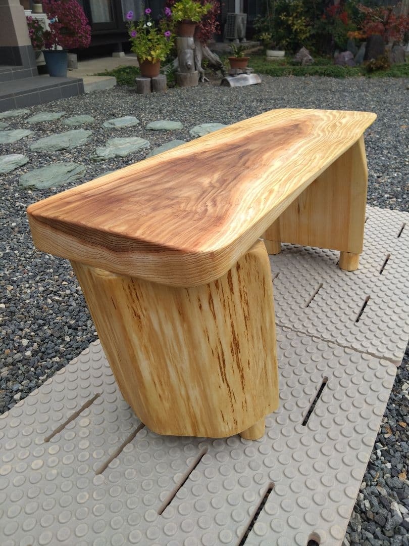 杉板と檜のベンチ84　値下げ❕天板は肌に優しい杉　節無しで杢目が綺麗　脚は檜半切