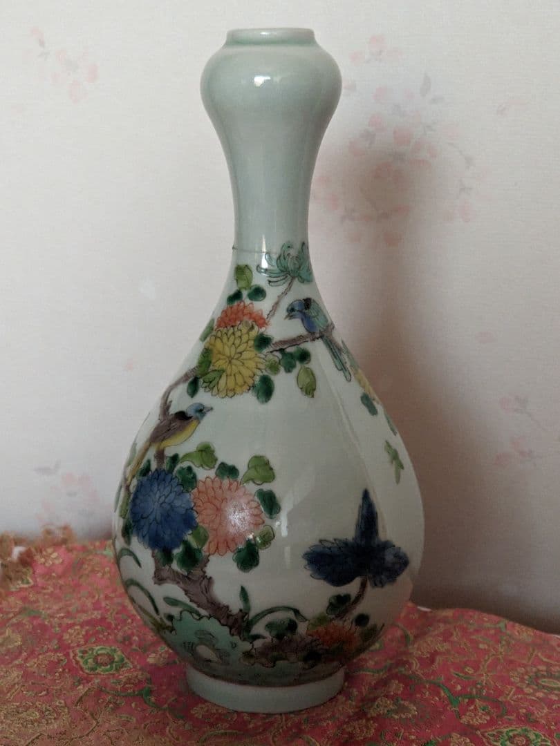 ♦中国陶磁 粉彩 花鳥図 瓶 花瓶 光緒年製 コレクション 骨董品アンティーク