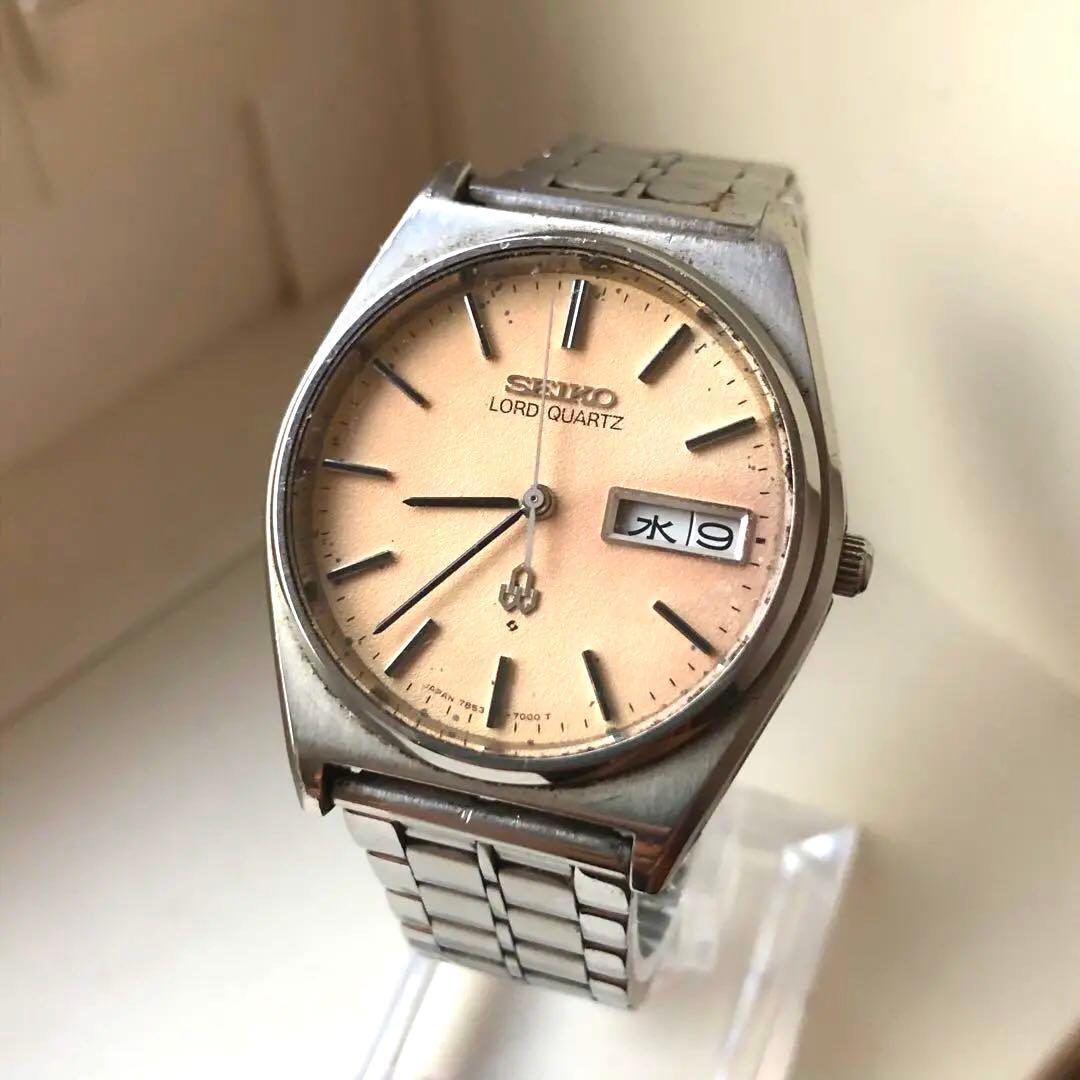 【極上品】SEIKO LORD QUARTZ ピンク文字盤　　稼働品　腕時計