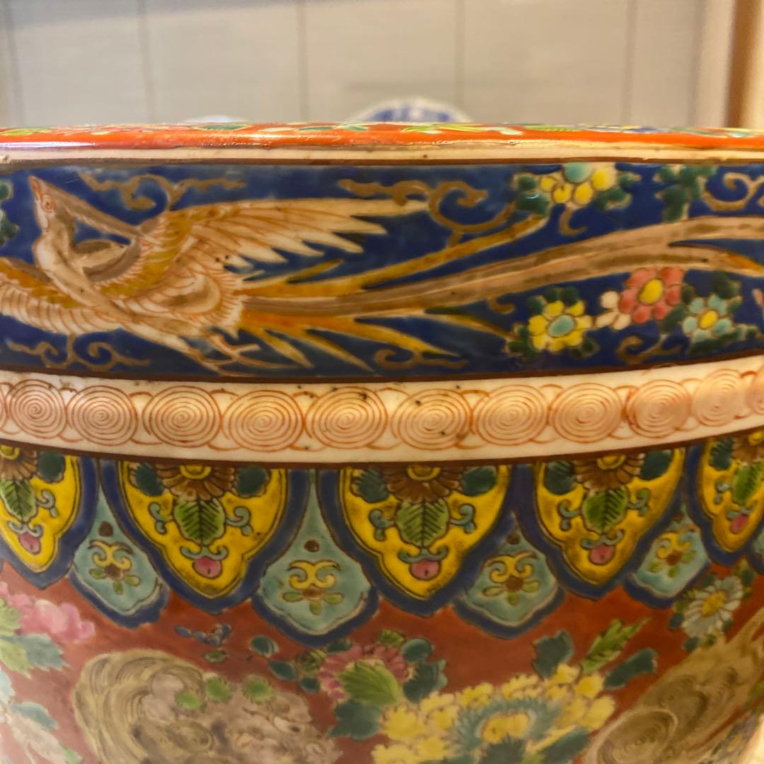 色絵唐獅子牡丹火鉢31cm37cm