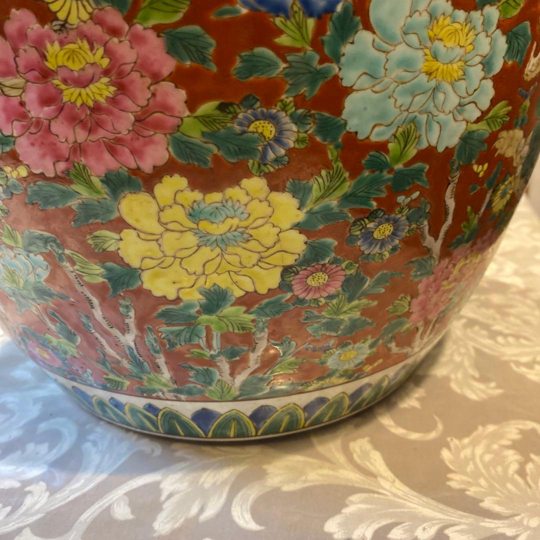 色絵唐獅子牡丹火鉢31cm37cm