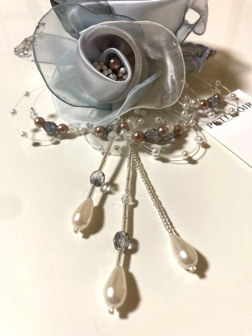 東京ソワール　PETITSOIR コサージュ ブローチブルー　シルバー　美品