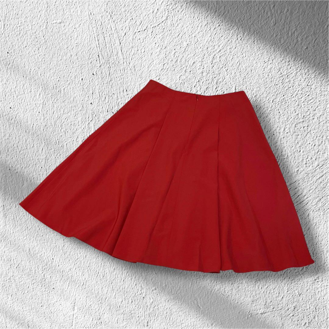 極美品　大きいサイズ　アンタイトル　フレアスカート　赤　膝下　17号　46