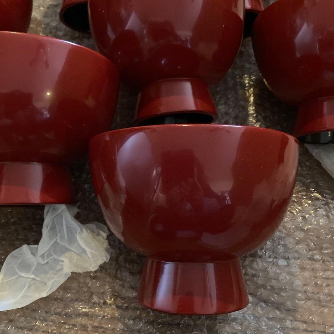 輪島塗　合鹿椀　朱塗り　十客セット　共木箱　未使用品