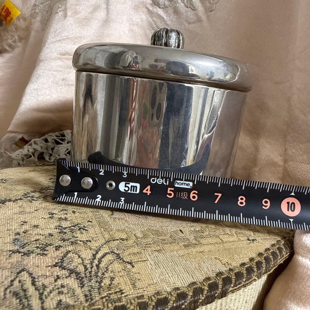 シルバープレート コットン入れ アクセサリーケース インテリア　アンティーク