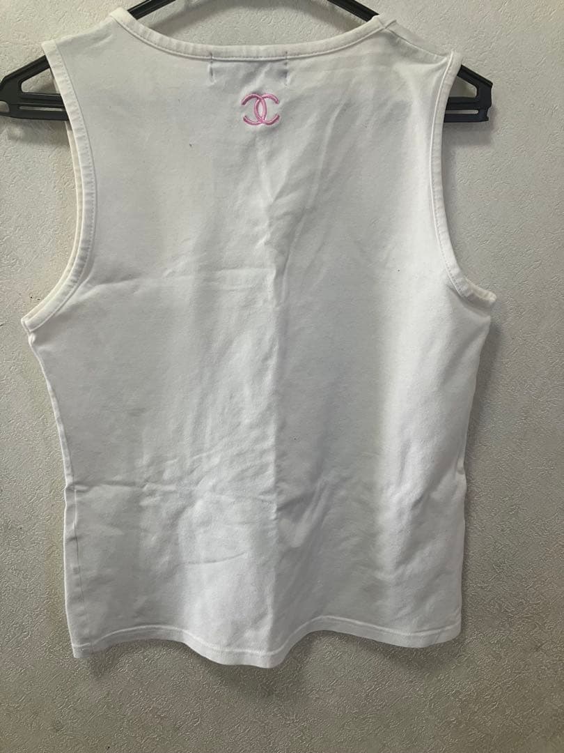 【美品】CHANEL ホワイト ロゴ タンクトップ