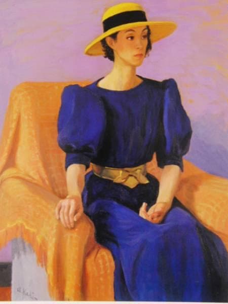 梶 進 「黄色い帽子」、限定画集より、藤島 武二、新品額装付