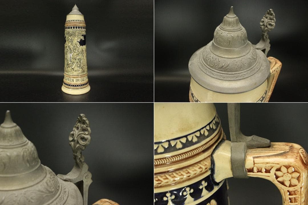 陶器製 特大 ビアカップ 蓋付 高55cm(ZE595)