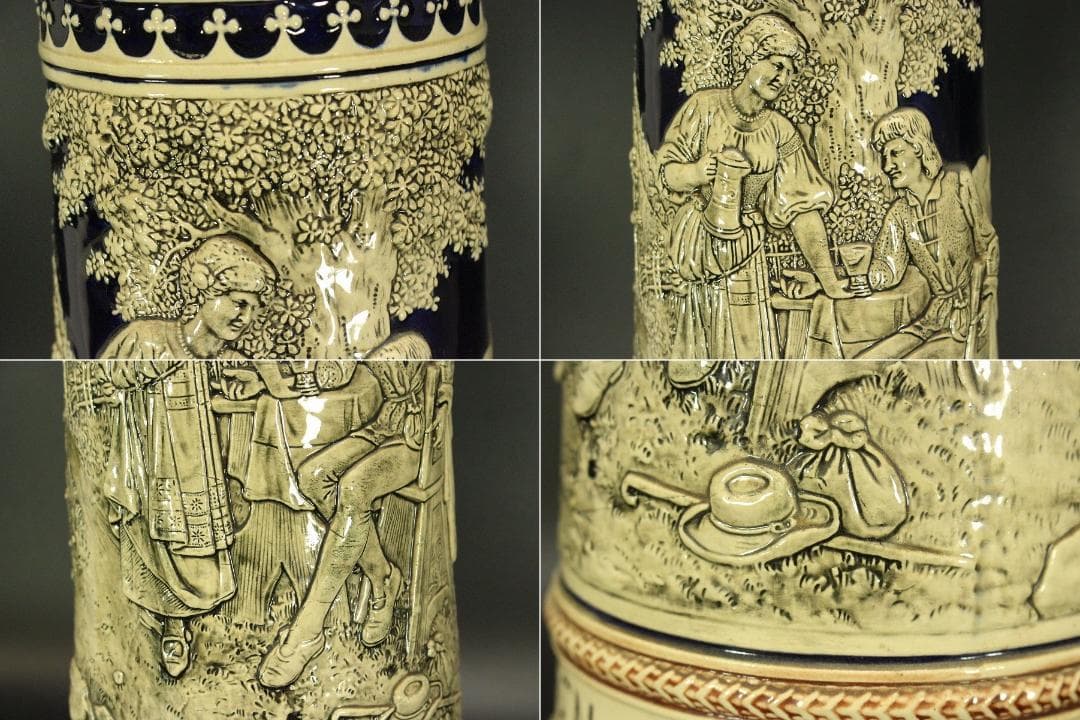 陶器製 特大 ビアカップ 蓋付 高55cm(ZE595)