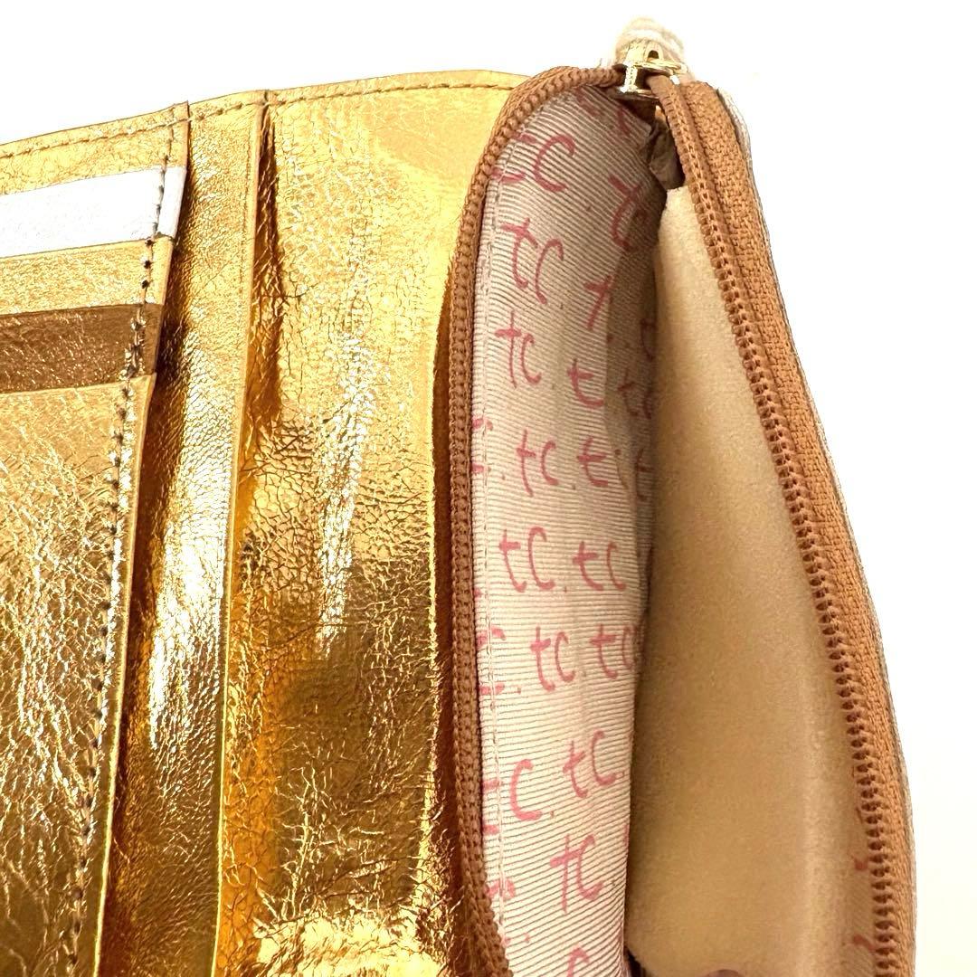 新品☆希少　ツモリチサト　tsumori chisato 二つ折り財布　金　羊革