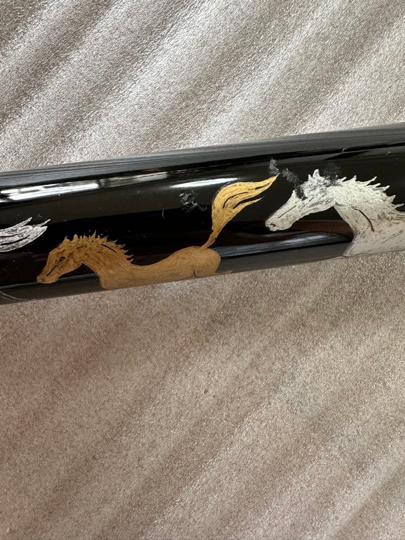杖刀 模造刀 蒔絵 九馬図木鞘 乱れ刃紋 杖 レプリカ