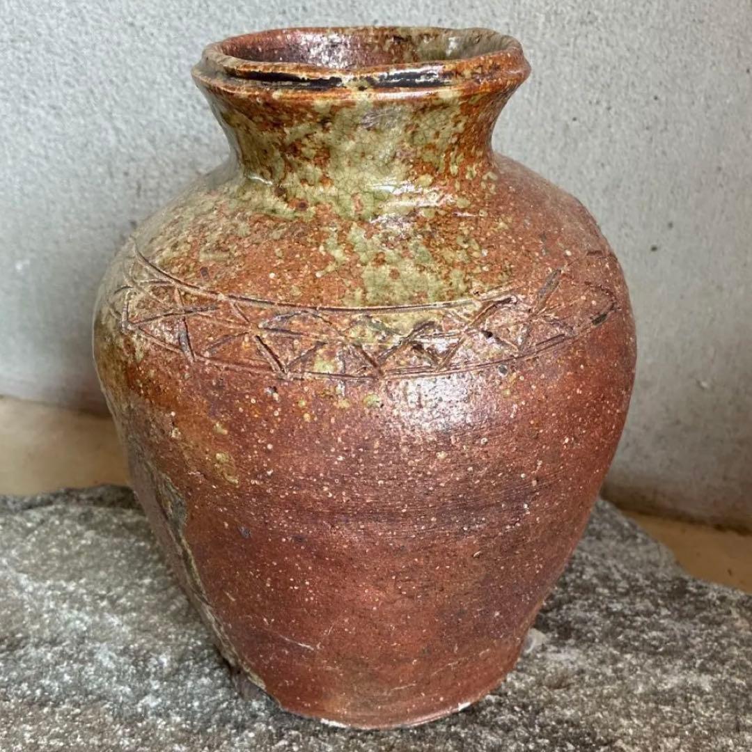 小壺　信楽焼　桧垣紋　伊賀