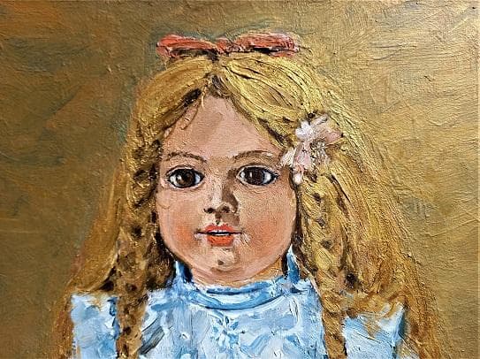 堀太郎　「ドイツ人形」　油彩　Ｆ６　サイン有　白日会会員　油絵　額装　真作保証