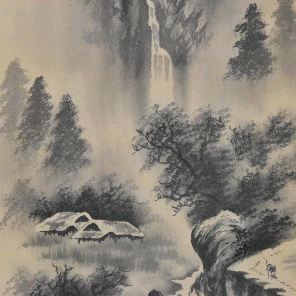 翠峰画 水墨画 山水風景 掛け軸 掛軸 山水図 日本画