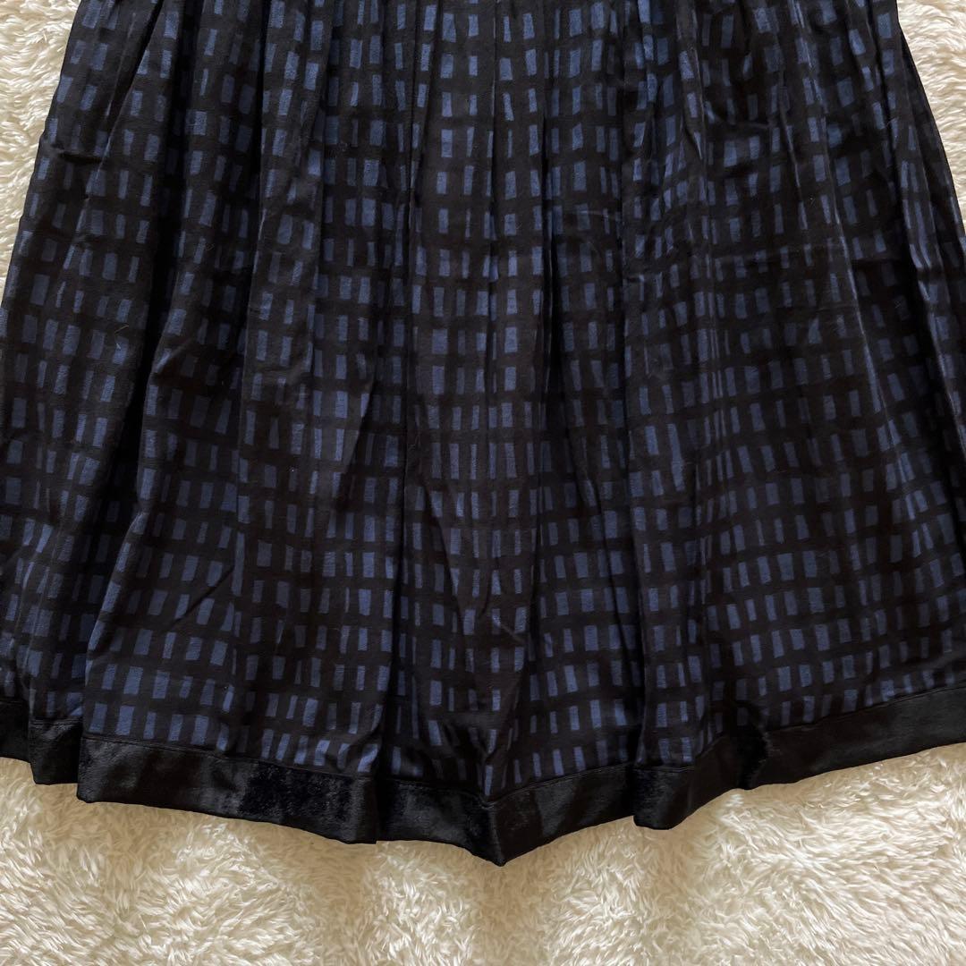 【ミナペルホネン】sora check ソラチェック　ひざ丈スカート　綿　38