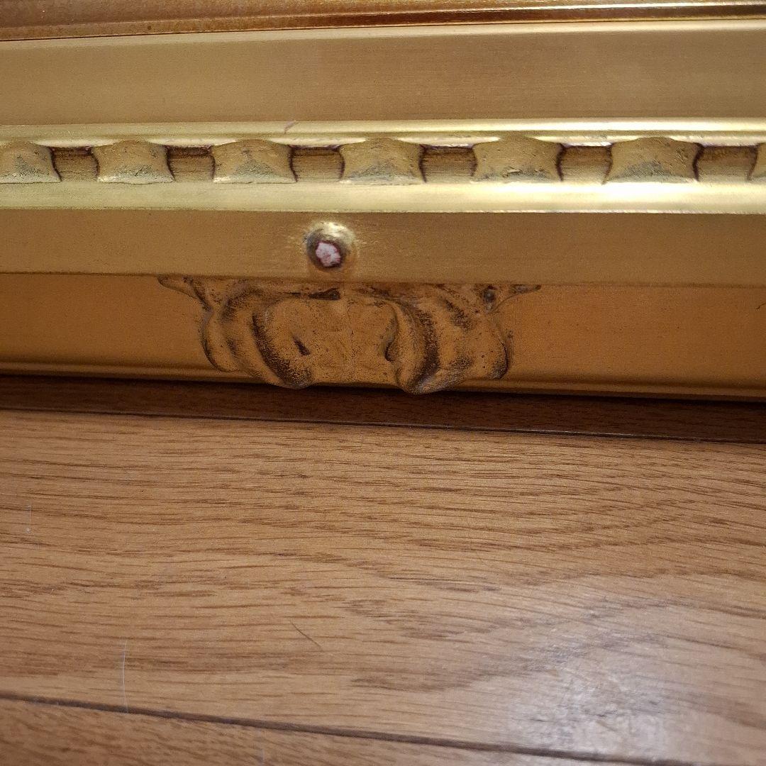 ゴールド木製油彩額大きめアンティーク調外148×98×7内138×87×2箱あり