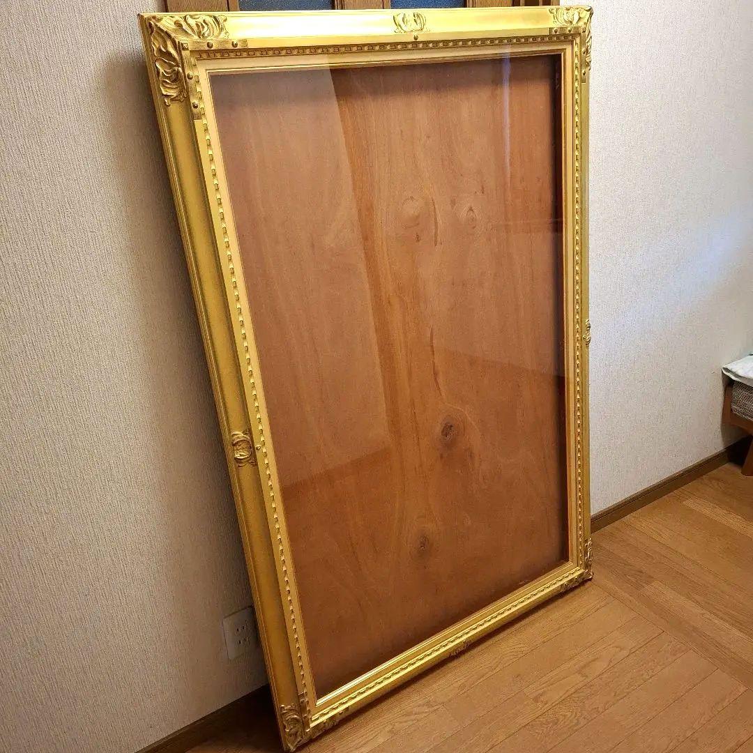 ゴールド木製油彩額大きめアンティーク調外148×98×7内138×87×2箱あり