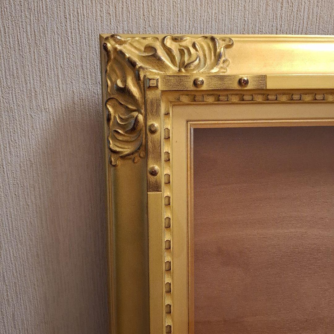 ゴールド木製油彩額大きめアンティーク調外148×98×7内138×87×2箱あり