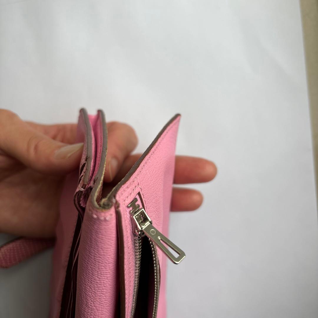 エルメス財布　べアン　スフレ　リザードピンク