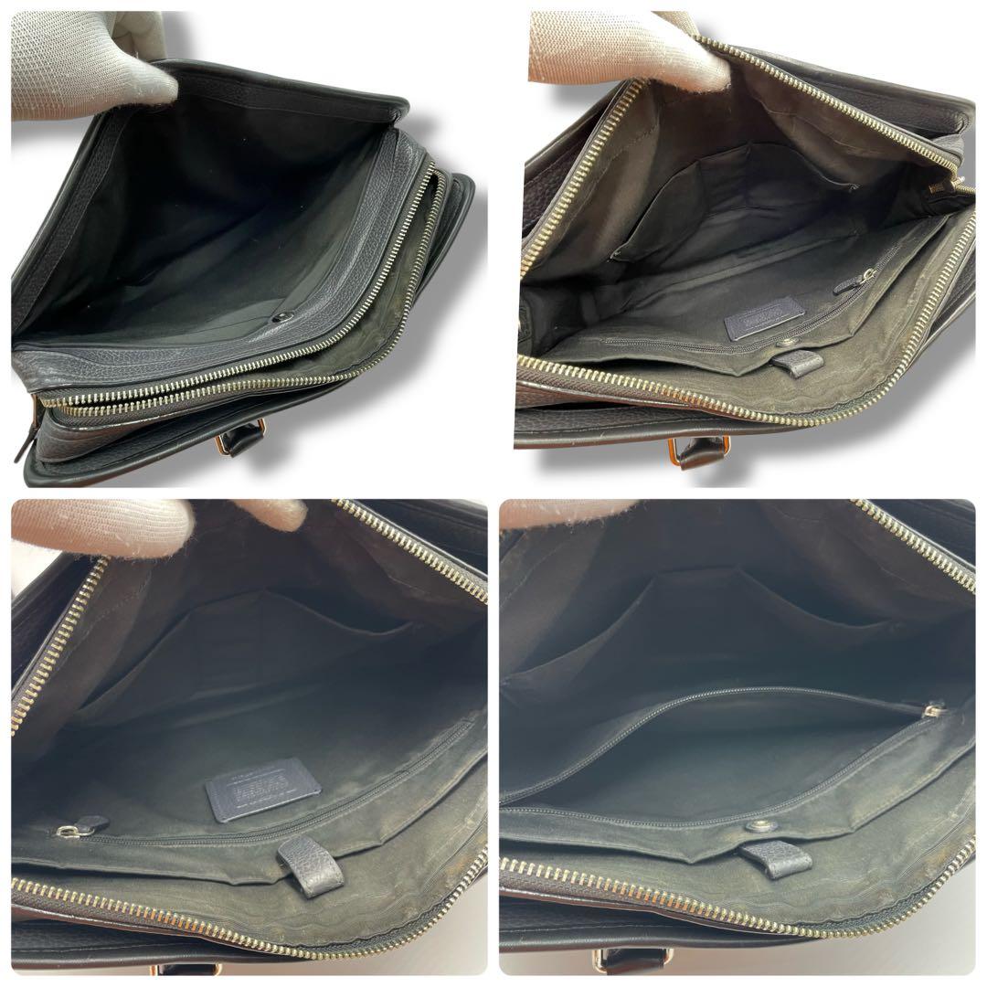 極美品✨COACH ブリーフケース ビジネスバッグ A4 レザー　バイカラー 黒