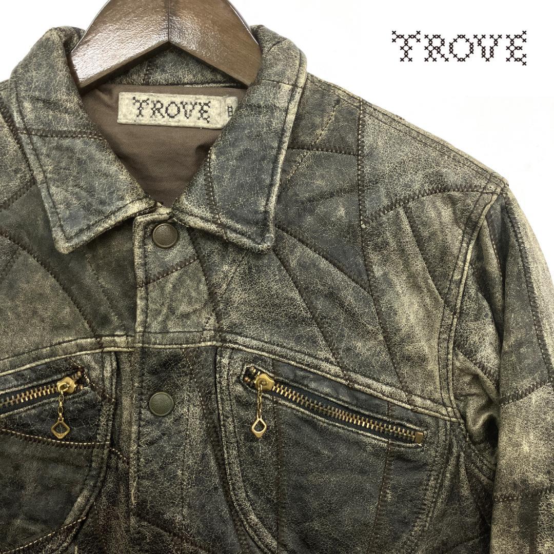 TROVE 本革 レザージャケット ライダース パッチワークデザイン トローヴ