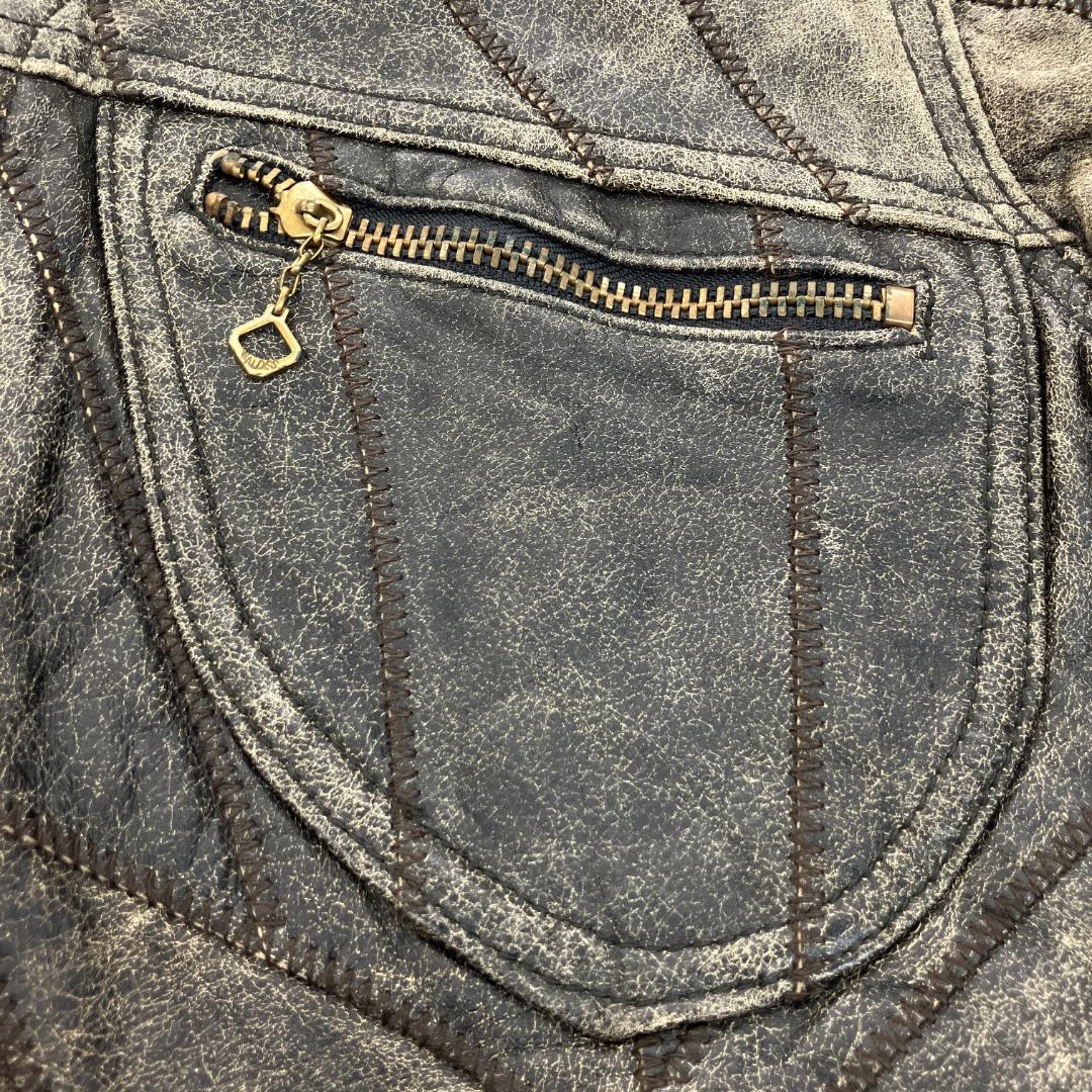 TROVE 本革 レザージャケット ライダース パッチワークデザイン トローヴ