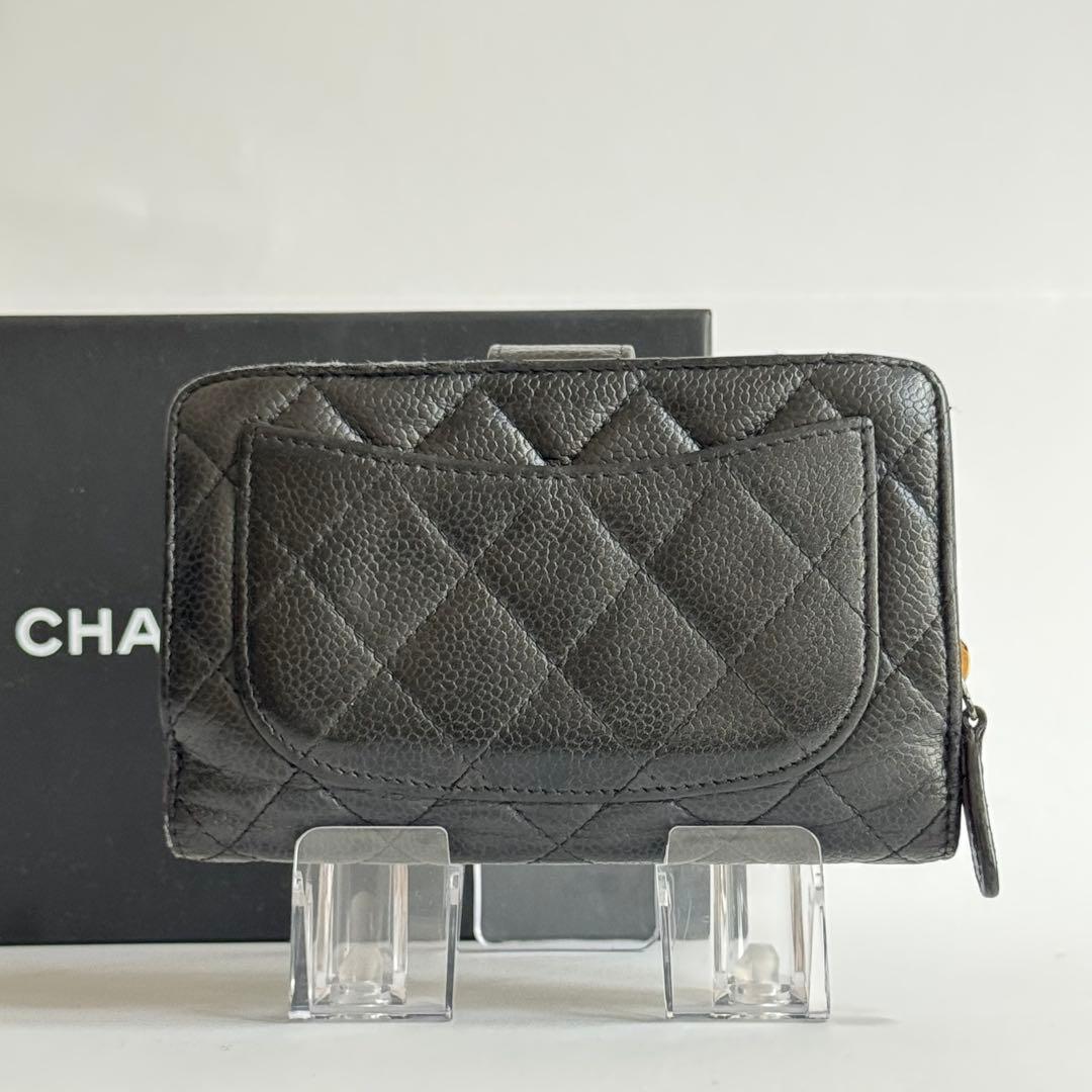 CHANEL シャネル 二つ折り財布 マトラッセ キャビアスキン ココマーク