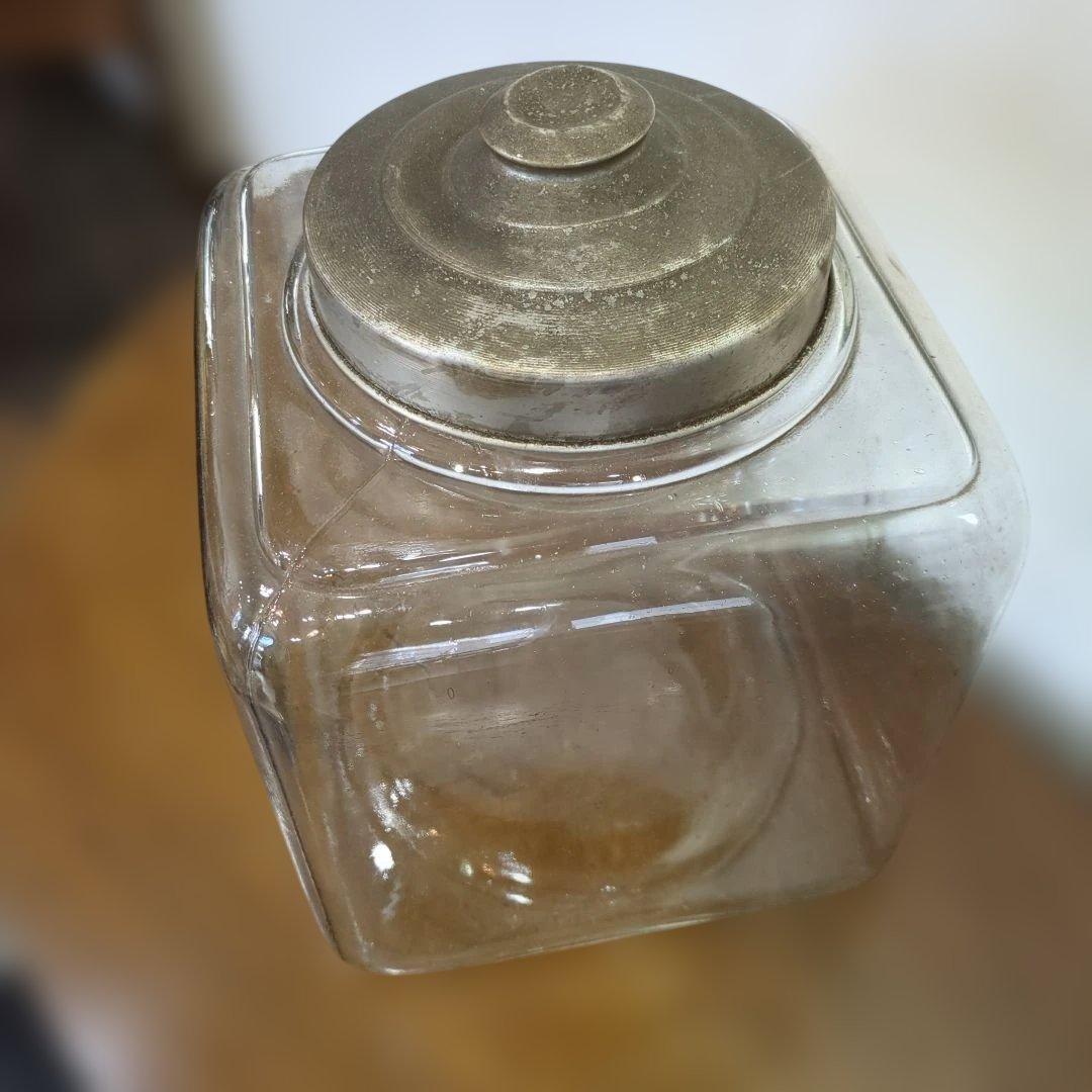 骨董　ガラス瓶　アルミ蓋　角瓶　ガラス　駄菓子屋　瓶　アンティーク