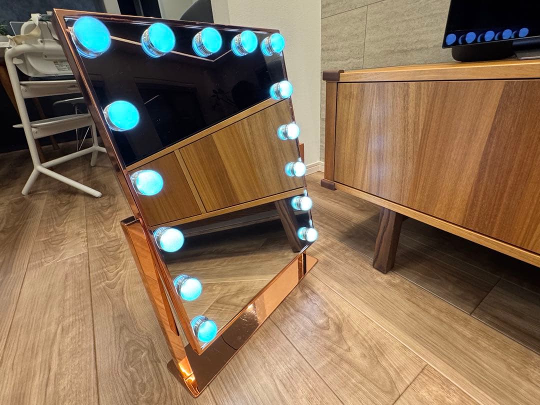 Francfranc LEDスタンド式化粧鏡 ローズゴールド