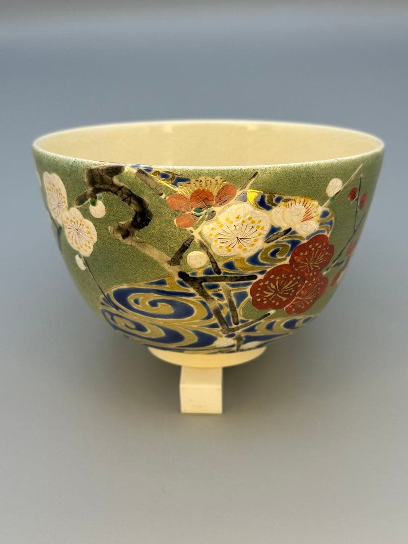 茶道具茶碗　通次嵩山　梅に光琳水