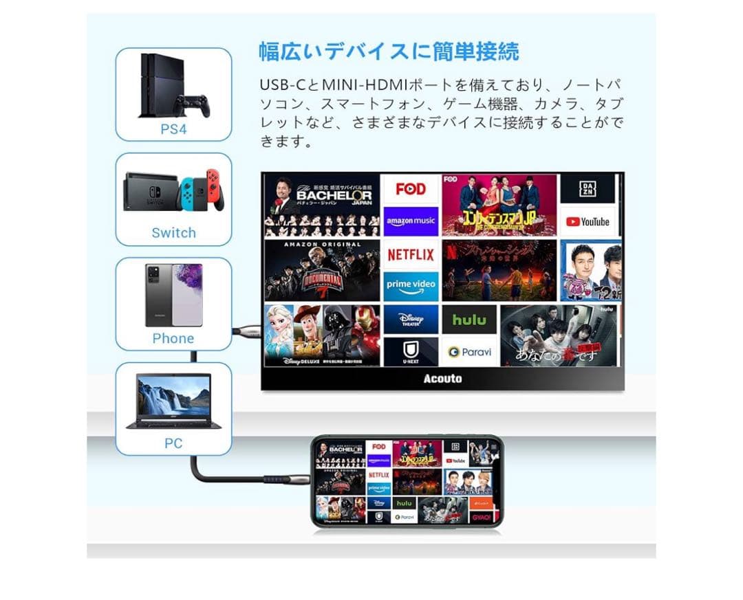 Acouto ポータブルモニター 17.3インチ