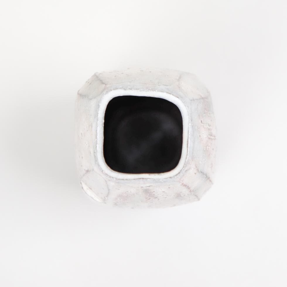 萩焼 岡田裕 四方花瓶 飾り壺 共箱 美品