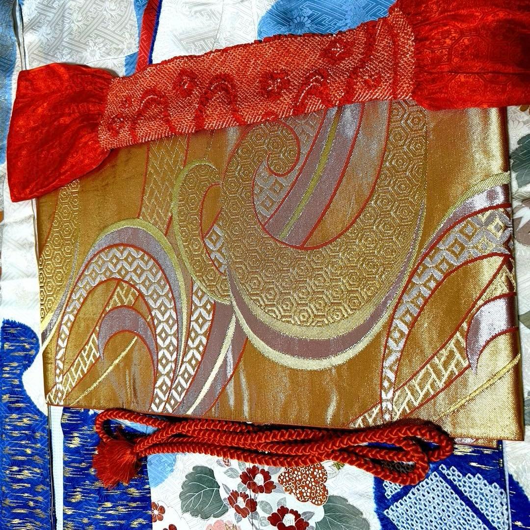 高島屋 千總 刺繍 白と青地染め分け振袖セット小物フルセット 狐の襟巻き