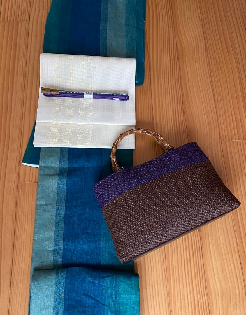 【新品未使用】カゴ風バッグ　焦茶×パープル