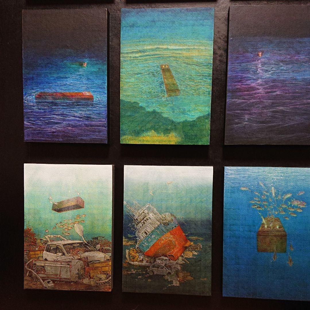 日本画家堤進の平面ポップアート 作品 。ミクストメディア「迷蝶・棺一基」