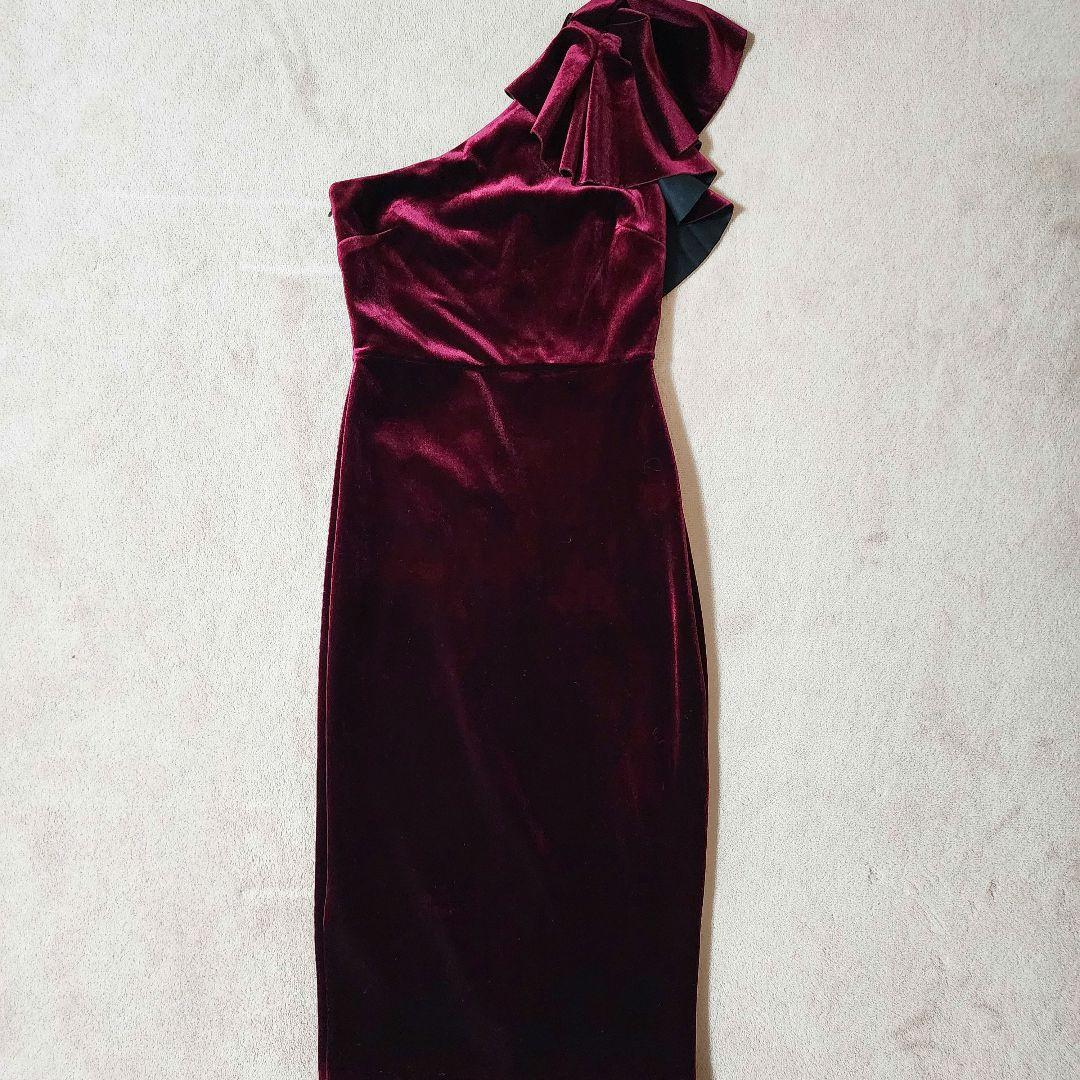 ワンショルダードレス★ベロアドレス★(2回着用) UK10 Mサイズ