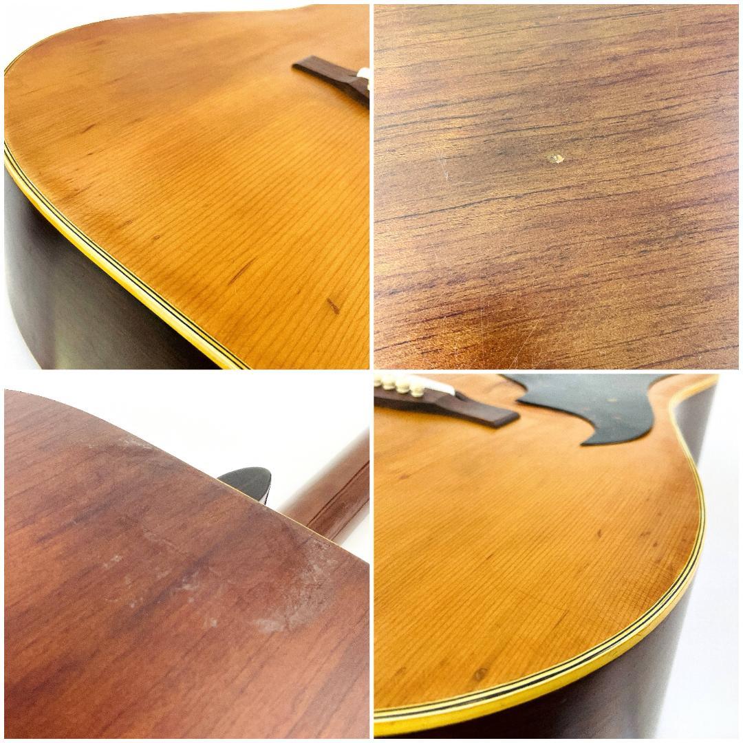 詳細不明 アコースティックギター 国産ビンテージ風 ソフトケース付【整備品】