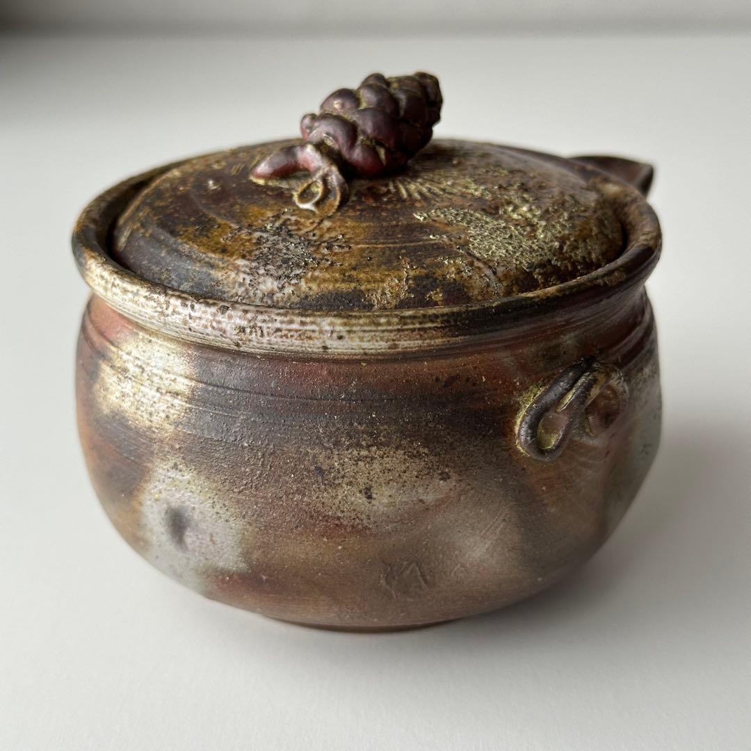 福田一楽 備前 茶器 窯変 宝瓶 松ぼっくり