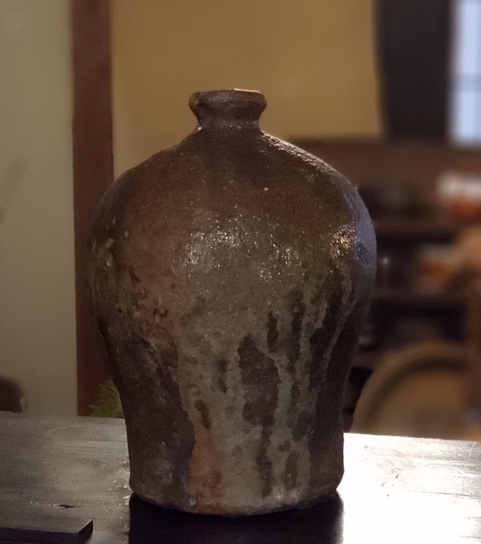 越前自然釉梅瓶形花入