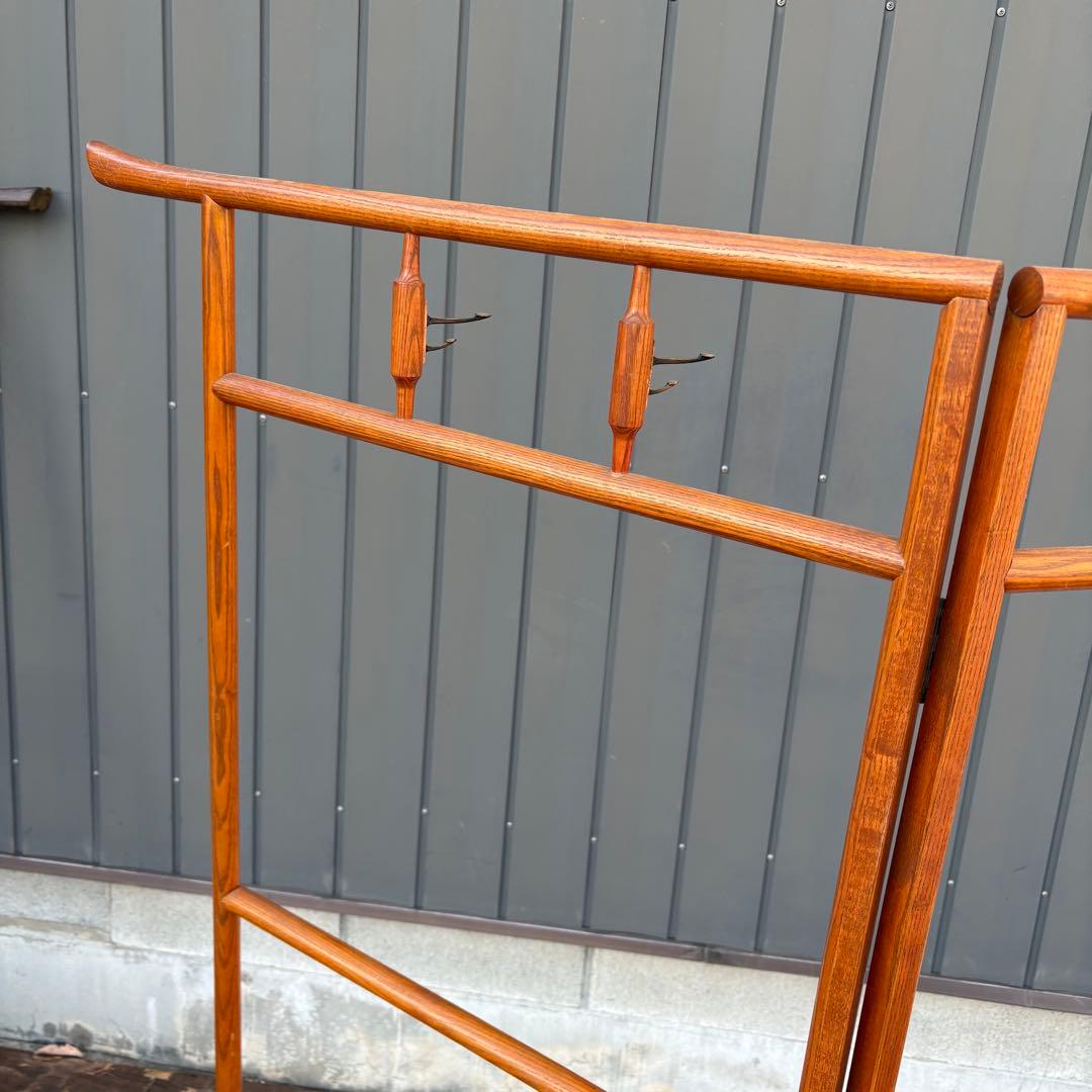 昭和レトロ 和風 古民具 漆塗り 衣桁 衣紋掛け 古道具 和家具 赤茶 着物掛け