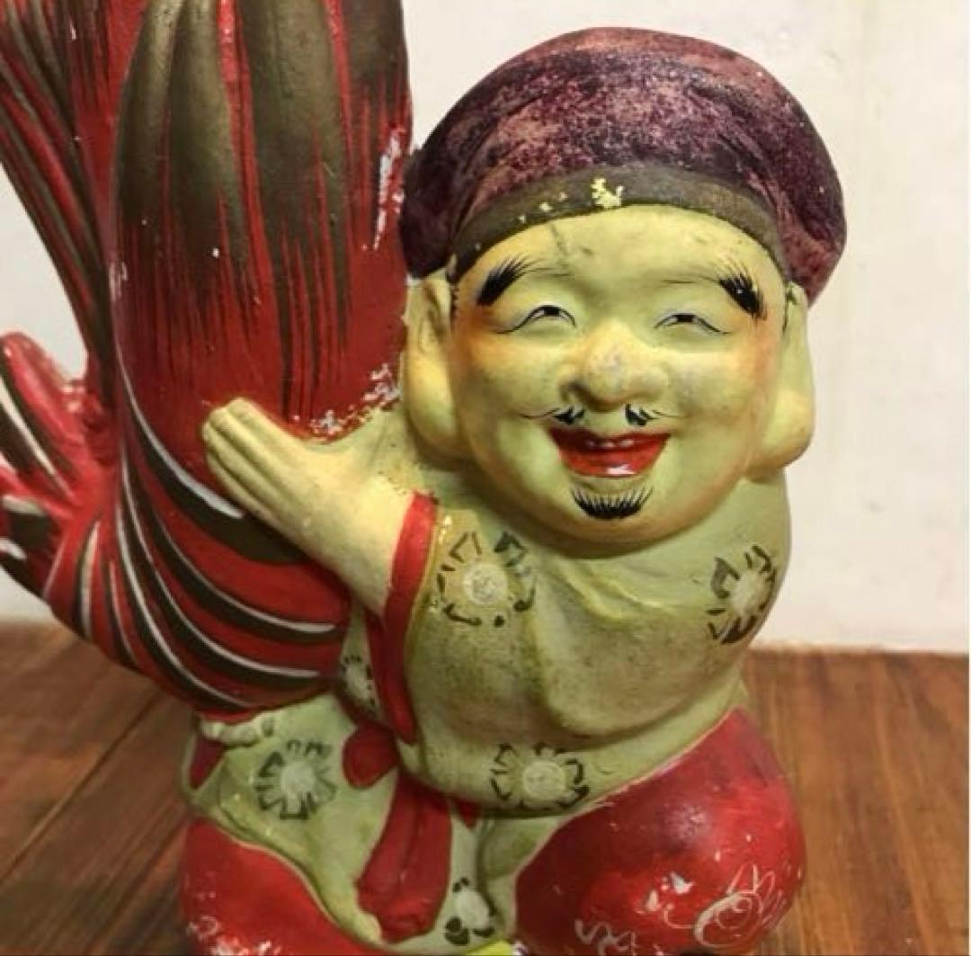 美品　年代物　陶器　恵比寿さま　縁起物　置物　　オブジェ