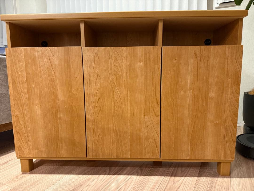 【LOWYA】幅110 キャビネット 木製 ライトブラウン チェスト