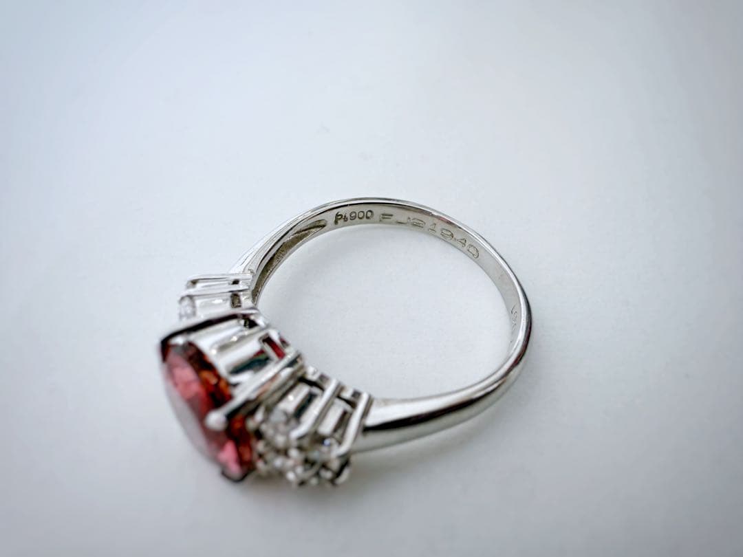 Pt900 ピンクトルマリン2.97ct ダイヤモンド0.51ct リング