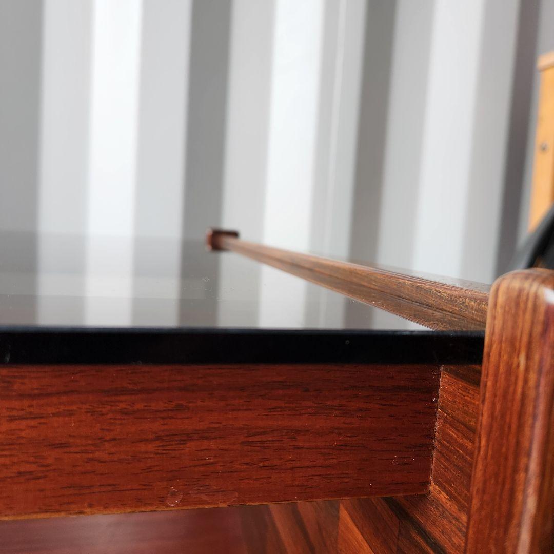 ヴィンテージ　コーヒーテーブル　ローズウッド x スモークガラス サイドテーブル