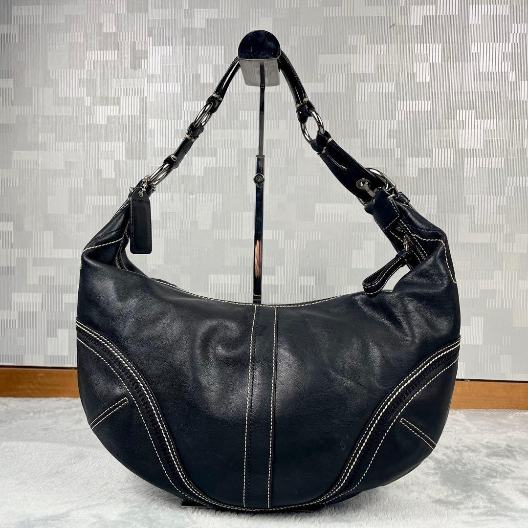 バッグ Coach Hobo Shoulder Bag Black Leather